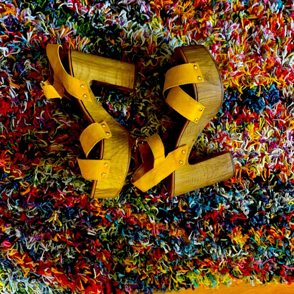 Yellow Suede Platform Sandals